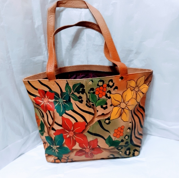 Anuschka Handbags - Anuschka safari bloom leather tote/handbag NWOT